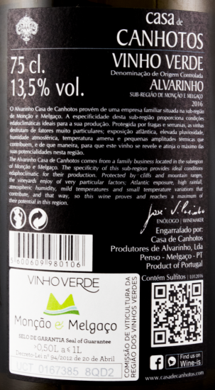 2016 Casa de Canhotos Alvarinho branco