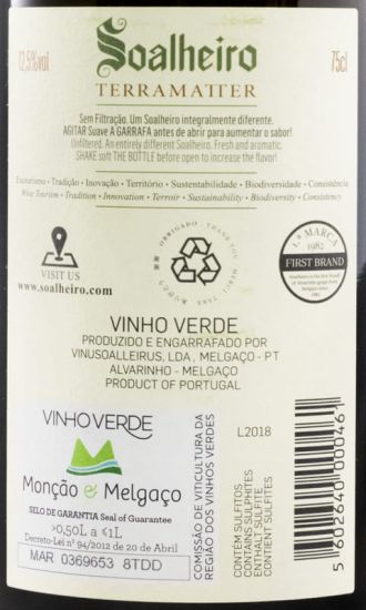 2018 Soalheiro Terramatter Alvarinho biológico branco