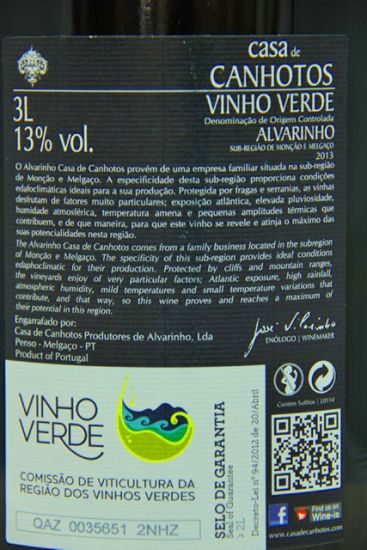 2013 Casa de Canhotos Alvarinho white 3L