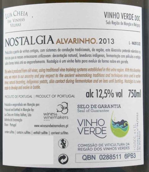 2013 Nostalgia Alvarinho branco