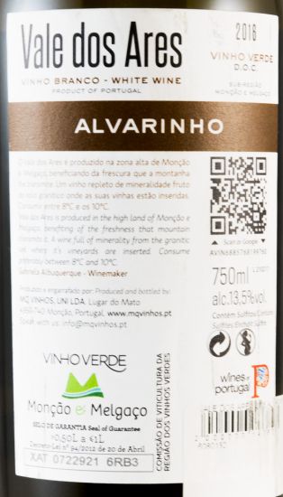2016 Vale dos Ares Alvarinho branco