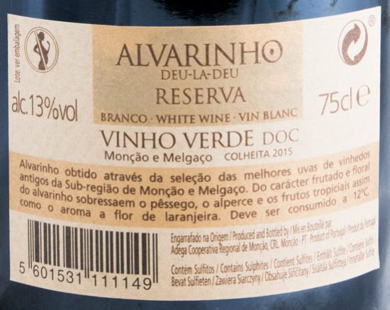 2015 Alvarinho Deu La Deu Reserva branco