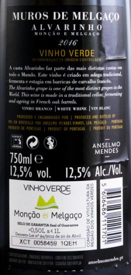 2016 Muros de Melgaço Alvarinho white