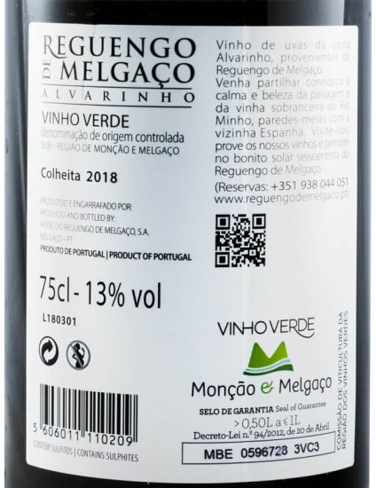 2018 Reguengos de Melgaço Alvarinho white