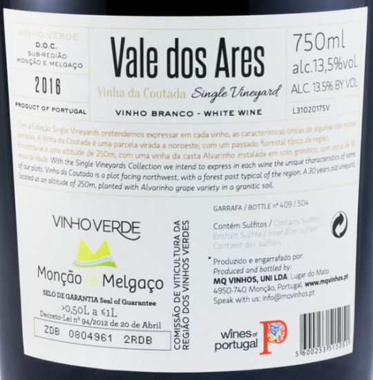 2016 Vale dos Ares Vinha Da Coutada branco