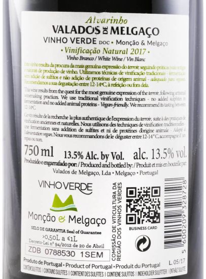 2017 Valados de Melgaço Alvarinho Vinificação Natural white