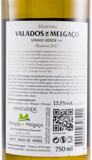 2017 Valados de Melgaço Alvarinho Reserva white