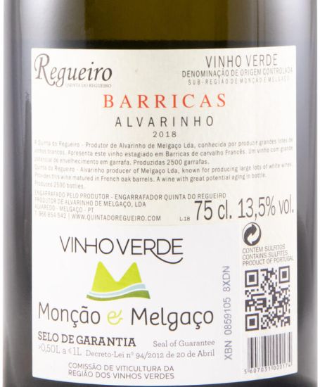 2018 Quinta do Regueiro Barricas Alvarinho branco