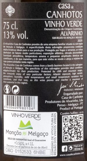 2020 Casa de Canhotos Alvarinho branco