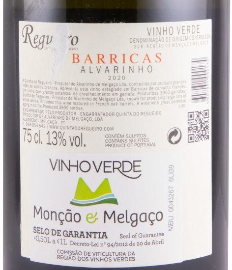 2019 Quinta do Regueiro Barricas Alvarinho branco