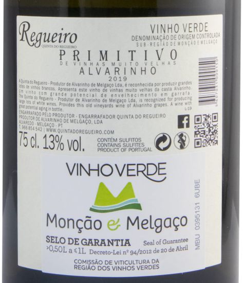 2019 Quinta do Regueiro Primitivo Alvarinho branco