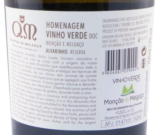 2019 Quintas de Melgaço QM Homenagem Alvarinho Reserva branco