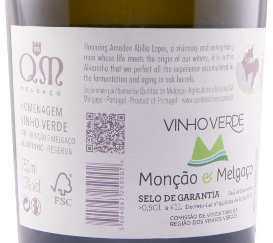 2020 Quintas de Melgaço QM Homenagem Alvarinho Reserva branco
