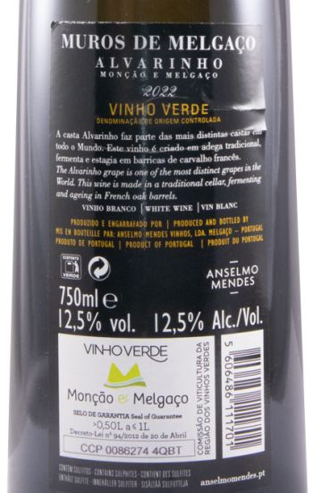 2022 Muros de Melgaço Alvarinho branco