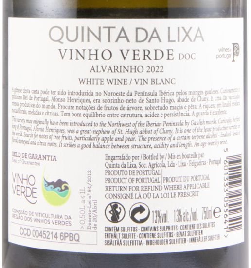 2022 Quinta da Lixa Alvarinho Escolha branco