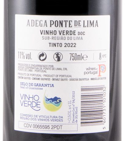 2022 Ponte de Lima tinto (rótulo danificado)