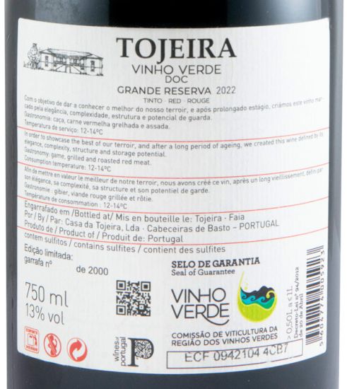 2022 Tojeira Grande Reserva tinto