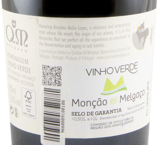 2023 Quintas de Melgaço QM Homenagem Alvarinho branco
