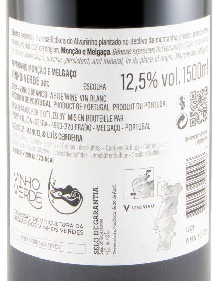 2024 Génese Terroir Montanha Altitude Selection Alvarinho branco 1,5L (rótulo danificado)