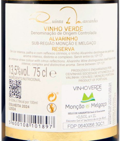 2024 Quinta do Mascanho Alvarinho Reserva branco