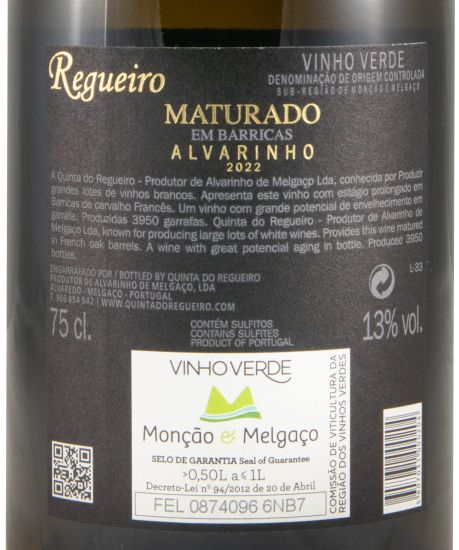 2022 Quinta do Regueiro Maturado Alvarinho white