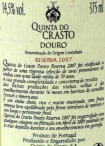 2007 Quinta do Crasto Vinhas Velhas Reserva 37,5cl