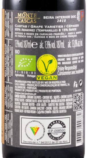 2018 Monte Cascas organic red 18.7cl