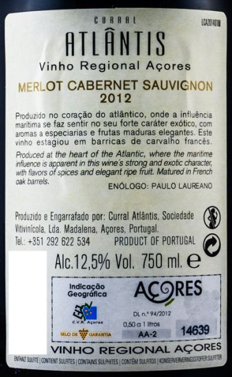 2012 Curral Atlântis Merlot tinto