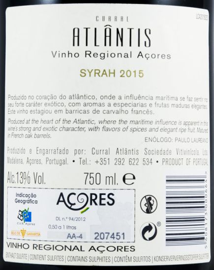 2015 Curral Atlântis Syrah tinto