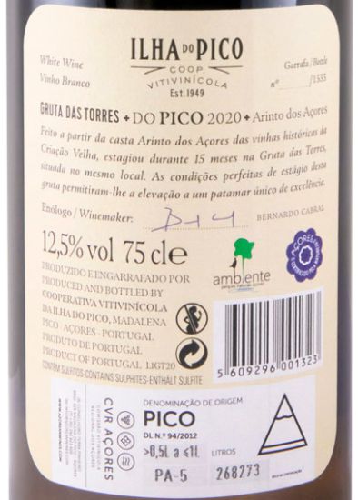 2020 Picowines Gruta das Torres Arinto dos Açores branco