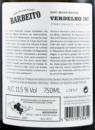 2017 Verdelho Barbeito DOP Madeirense white