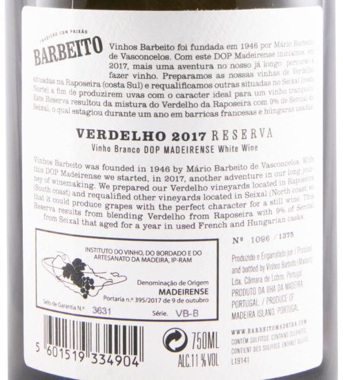 2017 Barbeito Verdelho Reserva white