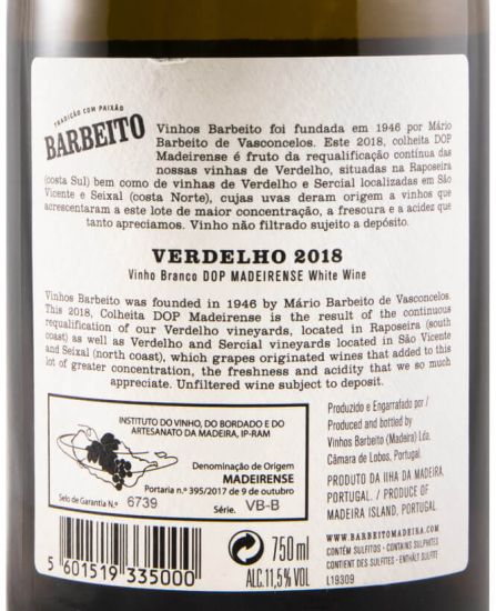 2018 Barbeito Verdelho DOP Madeirense branco