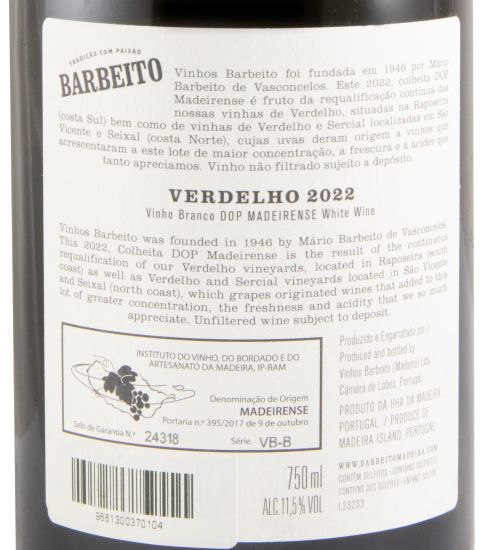 2022 Barbeito Verdelho white