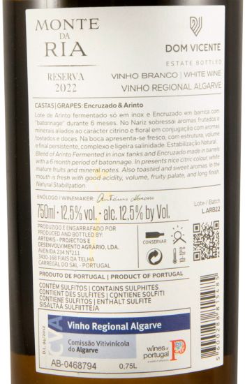 2022 Monte da Ria Reserva branco