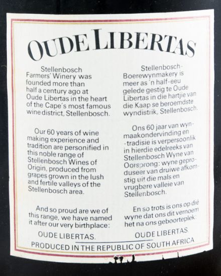 1981 Oude Libertas Pinotage Stellenbosh tinto