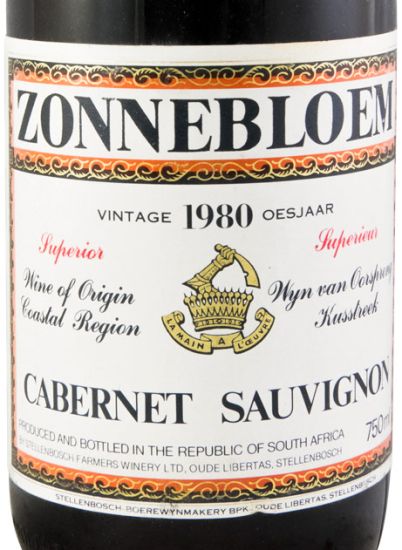 1980 Zonnebloem Cabernet Sauvignon Stellenbosh tinto