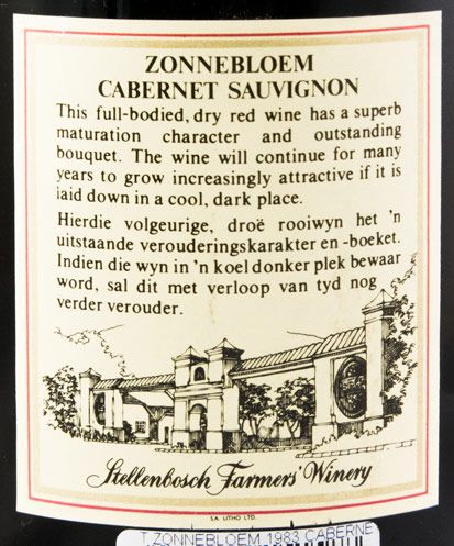 1983 Zonnebloem Cabernet Sauvignon Stellenbosh tinto