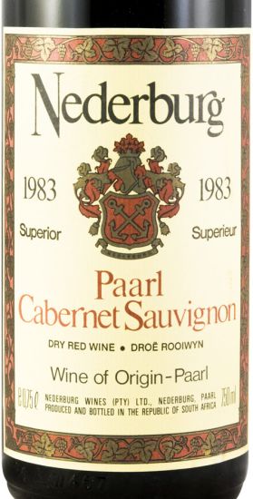 1983 Nederburg Cabernet Sauvignon Paarl tinto