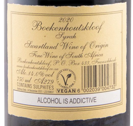 2020 Boekenhoutskloof Syrah Swartland tinto