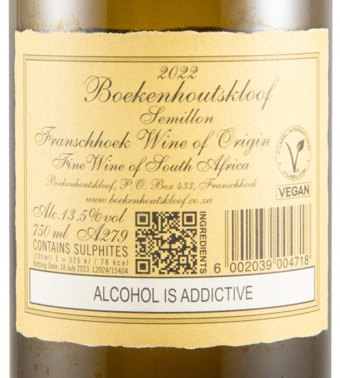 2022 Boekenhoutskloof Sémillon Swartland branco