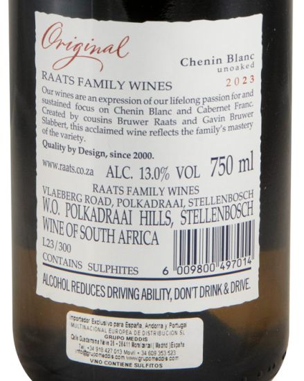 2023 Raats Original Chenin Blanc Polkadraai Hills Stellenbosh branco