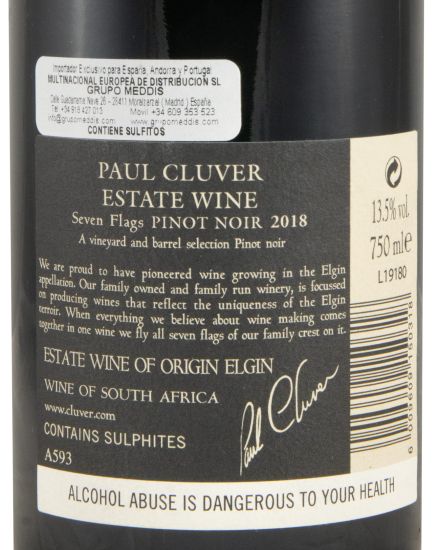2018 Paul Clüver Seven Flags Pinot Noir Elgin Valley tinto