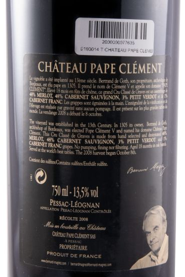 2008 Château Pape Clément Pessac-Léognan tinto