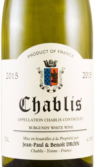 2015 Jean-Paul & Benoît Droin Chablis branco