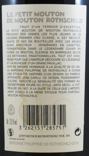 2010 Le Petit Mouton de Mouton Rothschild Pauillac tinto