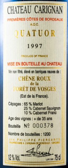 1997 Château Carignan Quatuor Côtes De Bordeaux tinto