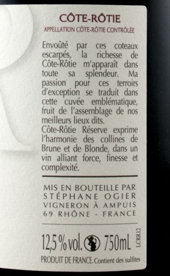 2012 Michel e Stephane Ogier Reserve Côte-Rôtie tinto