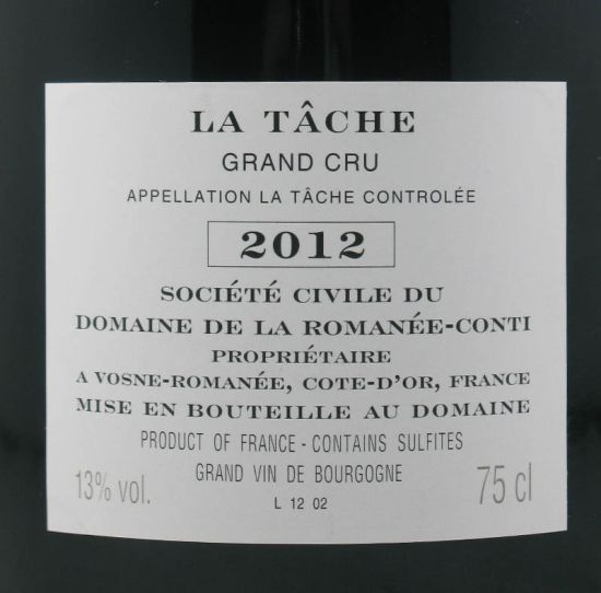 2012 Domaine de la Romanée-Conti La Tâche tinto