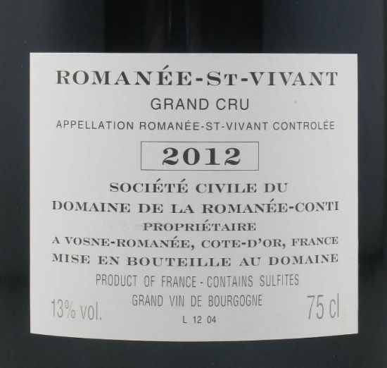2012 Domaine de la Romanée-Conti Marey-Monge Romanée-Saint-Vivant red